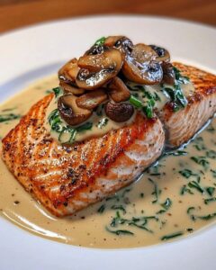 Creamy Garlic Mushroom Salmon