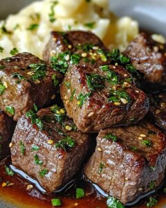 Garlic Butter Steak Bites and Mash 