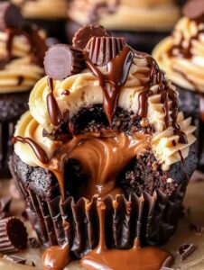 Gooey Peanut Butter Lava Cupcakes